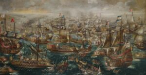 The Battle of Lepanto painting by Andries van Eertvelt