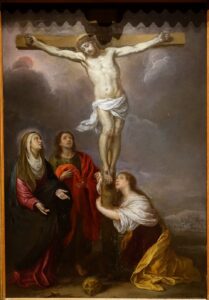 Christ on the Cross with the Virgin Mary Magdalene and Saint John by Bartolome Esteban Murillo Spanish c. 1670 oil on copper Meadows Museum Southern Methodist University DSC05301