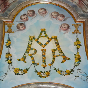 Maria monogram in Franciscan church Budapest